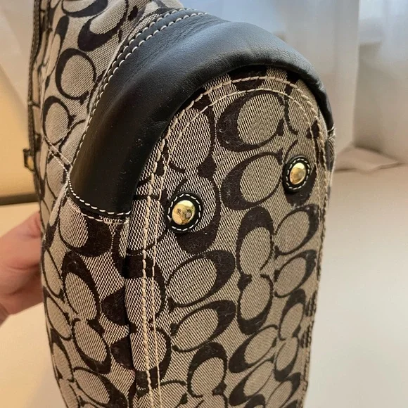 Coach Monogram Poppy Black and Tan Signature Tote Bag - Picture 9 of 12